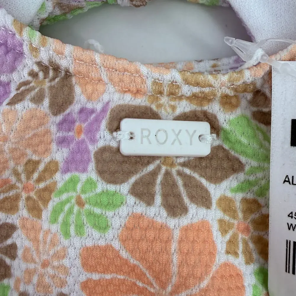 Roxy Girl All About Sol Retro Mod One Piece Swimsuit Size 10 Floral Print Cutout